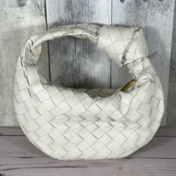 Bottega Veneta Mini Jodie Leather Hobo Bag - White $2500 - Picture 1 of 12